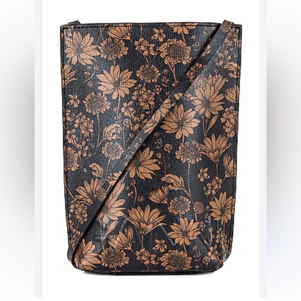 NWOT GANNI French Roast Painted Black and Brown Floral Crossbody Bag